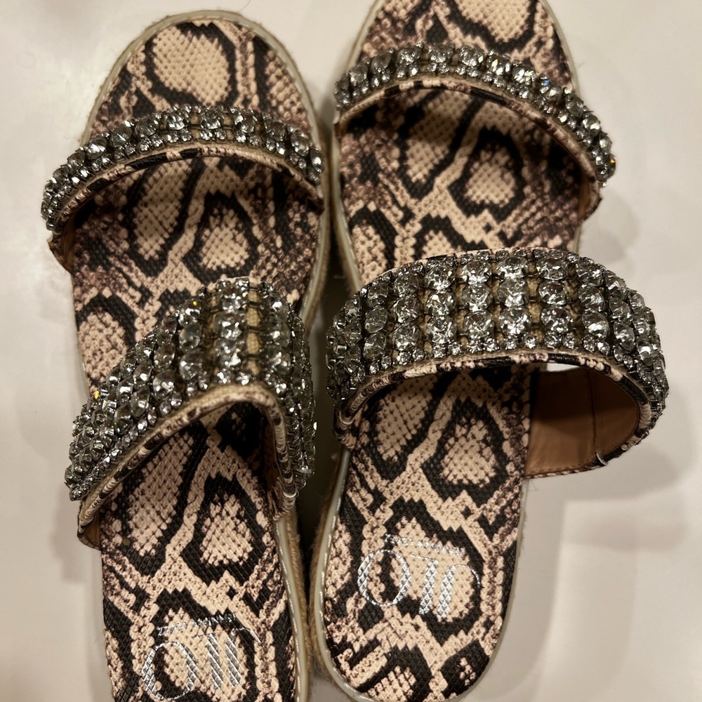 JLo wedge sandals with rhinestones
